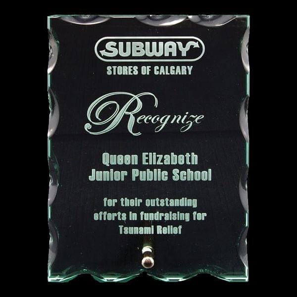 Glass Jade Award - Winchester Plus Scalloped Upright (A2562) - Quest Awards