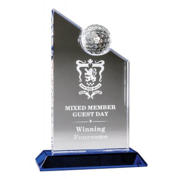 Golf 3D Ball blue base crystal award 7 1/2 inch–8 1/2 inch