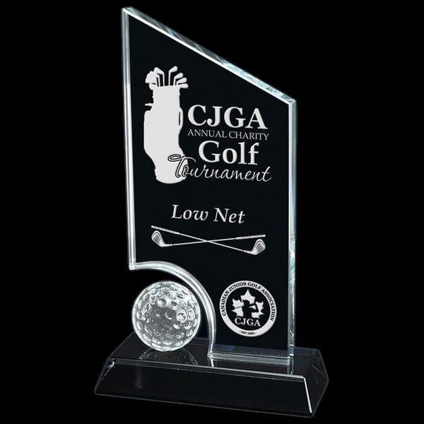 Golf Hidden Lake glass award 8 1/4 inch–9 1/2 inch