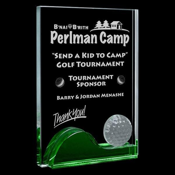 Golf Palmer green & clear Billboard glass award
