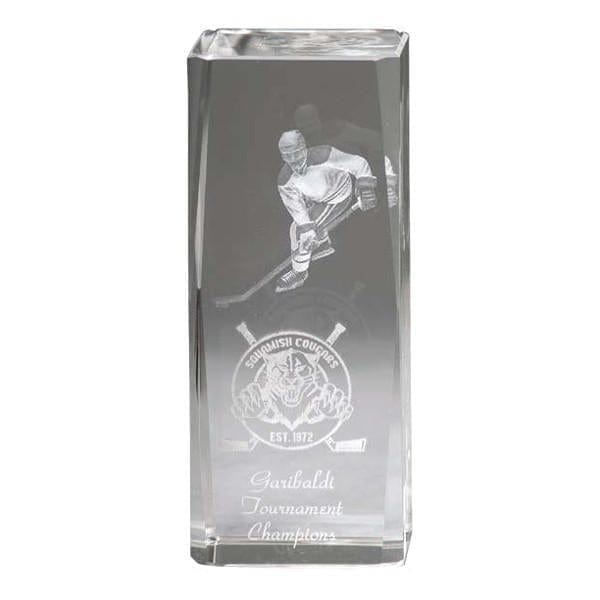 Hockey crystal Pillar 3 D Player trophy