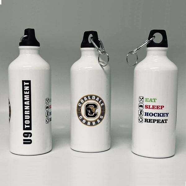 Personalized hockey 600 ml (20 oz) aluminum water bottle