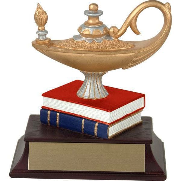 Academic Coloured Books Lamp of Knowledge trophy