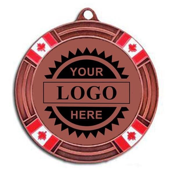 BRONZE Canada Flag Logo insert medal 2 5/8 inch