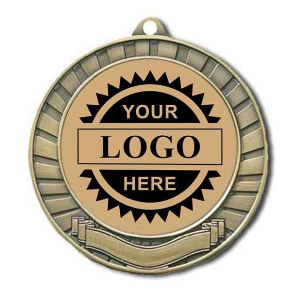GOLD Banner black engraving Logo insert medal 2 3/4 inch
