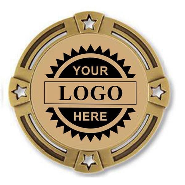 GOLD Four Star Logo insert medal 2 3/4 inch