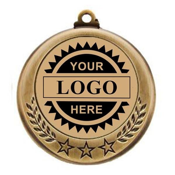 GOLD Three Star black engraving Logo insert medal 2 3/4 inch