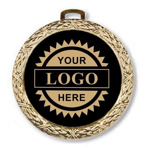 Gold Weave logo insert medal with engraving 2 1/2 inch