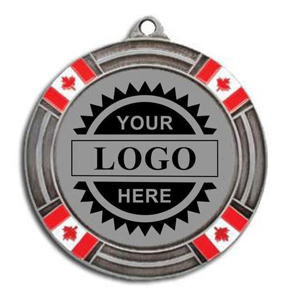SILVER Canada Flag Logo insert medal 2 5/8 inch