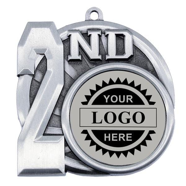 Hockey 2nd Place silver with black engraving Logo insert medallion 2 1/2 inch