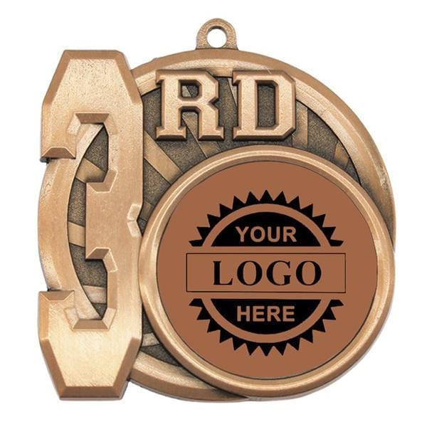 Hockey 3rd Place bronze with black engraving Logo insert medallion 2 1/2 inch