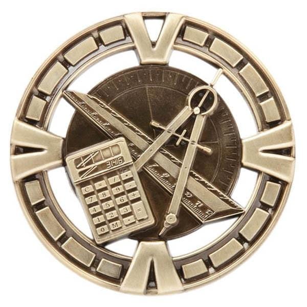 Academic Varsity Sports Math medallion 2 1/2 inch – Antique gold