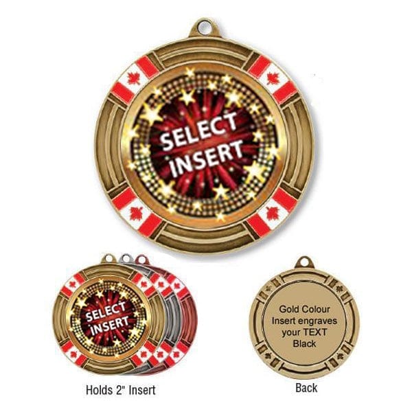 Medallion - Insert Medal - Canada Flags - 2 5/8