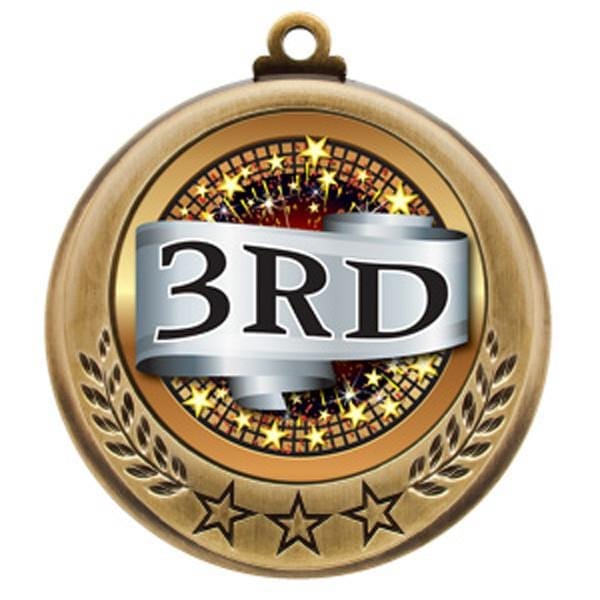 Spectrum 3rd Place Scroll medallion 2 3/4 inch