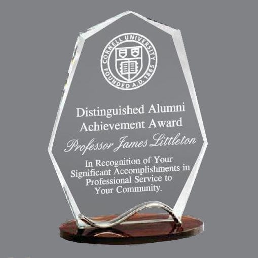 Optical crystal Peak award with metal swirl 8 1/4 inch