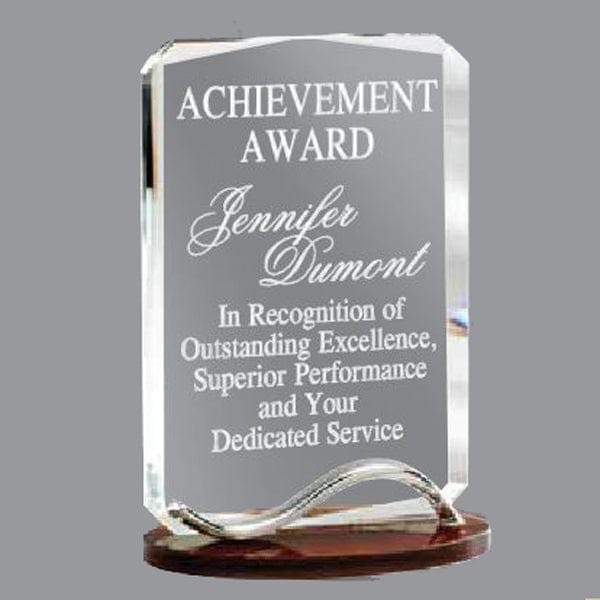Optical crystal Square award with metal swirl
