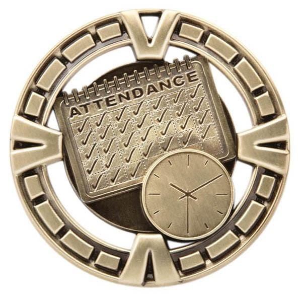 Attendance Varsity Sports Perfect medallion 2 1/2 inch – Antique gold