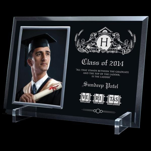 Hockey glass with silver Frame Available in two sizes Photo plaque 8–9 inch