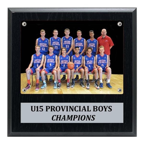 Hockey recessed black ash plaque, 9 x 9 inch, holds 5 x 7 photo