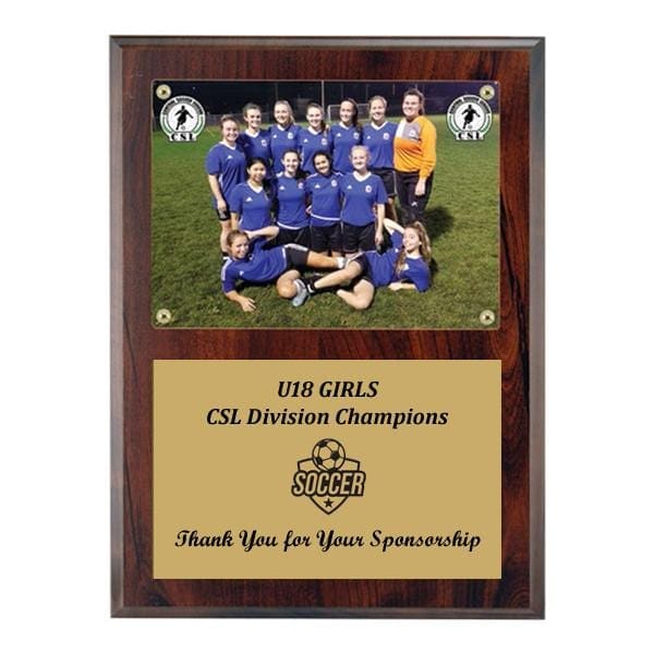 Hockey recessed cherrywood plaque, 9 x 12 inch, holds 5 x 7 photo