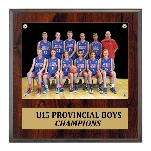 Hockey recessed cherrywood plaque, 9 x 9 inch, holds 5 x 7 photo