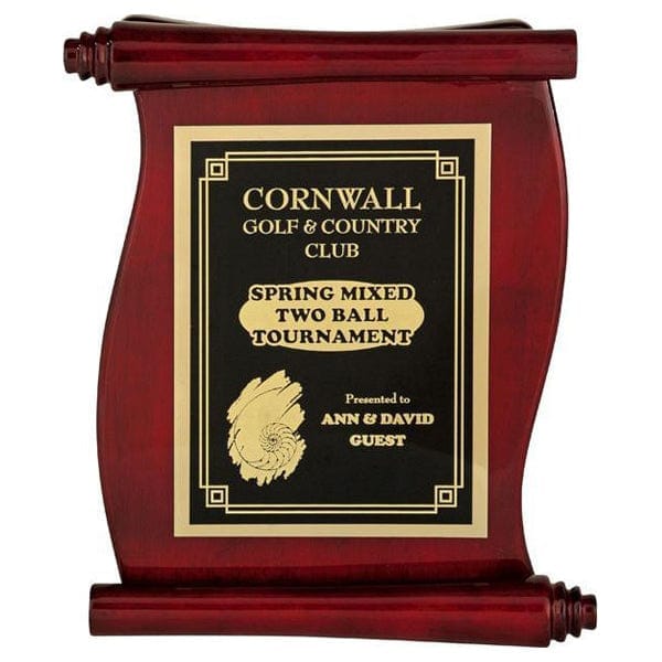 Piano Finish Plaques Rosewood Scroll with plate 5–12 inch