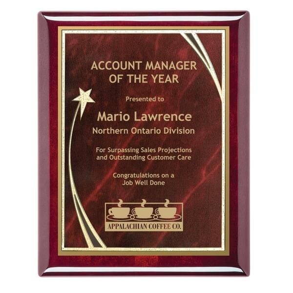 Piano Finish Plaques Rosewood with designer brass plate 7–9 inch