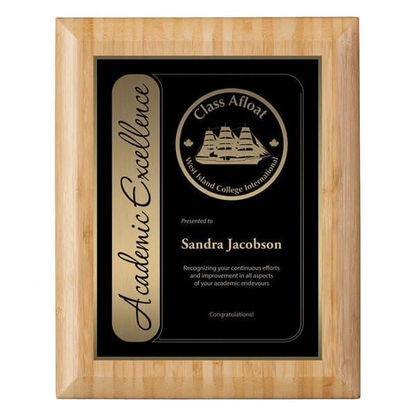 Bamboo with Engraved plate plaque 7 inch–10 1/2 inch