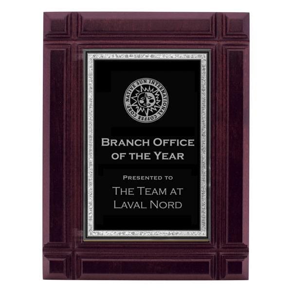 Mahogany with Square Grooved Edges black plate plaque 8–9 inch