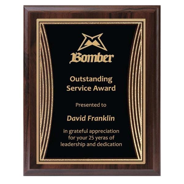 Tribute black plate with gold engraving plaque 7–9 inch
