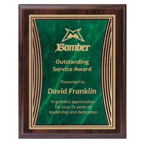Plaque - Tribute Series Green Marble Plate with Gold Engraving (A2924) - Quest Awards