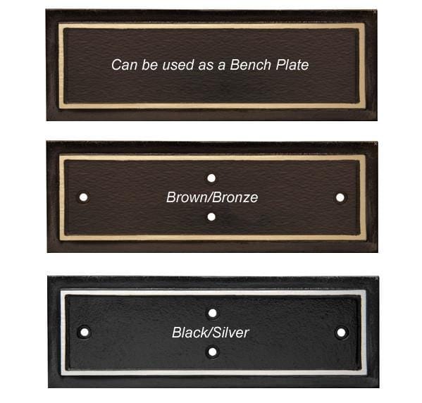 Plaques Cast Aluminum Bench plate 3 inchx9 inch