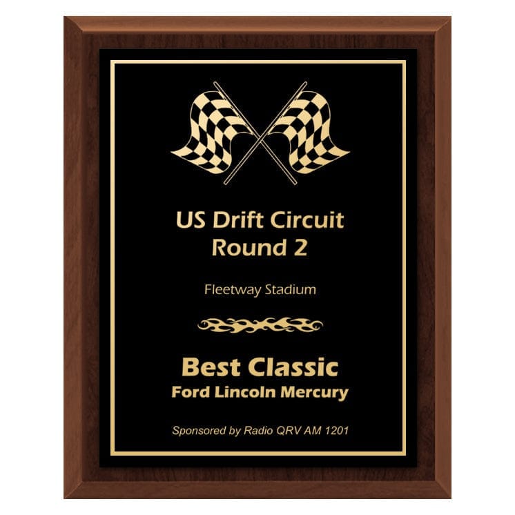 Racing economy black Plate/Gold engraving plaque 5–12 inch