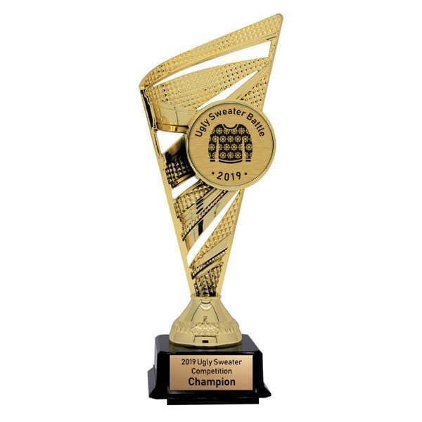 Solar gold Ugly Sweater trophy 9–10 inch