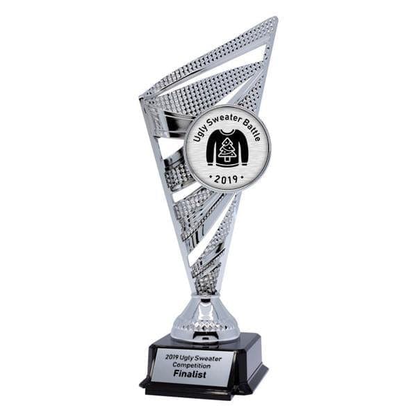 Solar silver Ugly Sweater trophy 9–10 inch