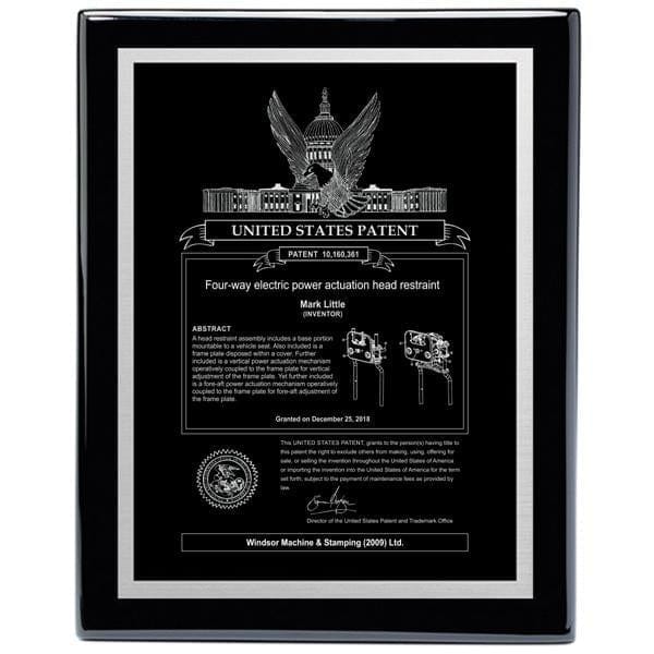 USA Patent Plaque - Black Piano with Silver Engraving (A3382) - Quest Awards