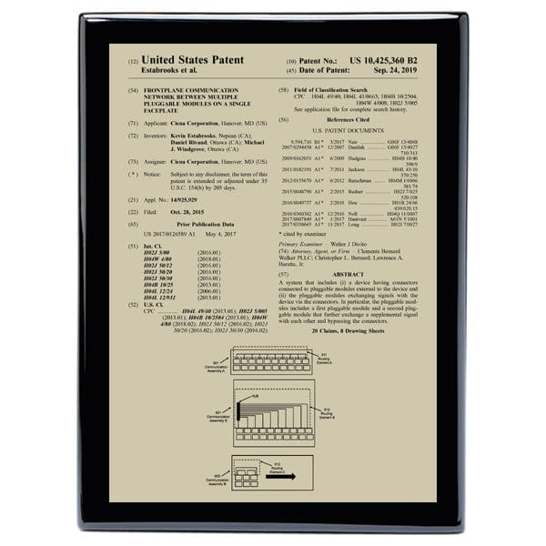 Front Page gold on black Piano USA Patent plaque