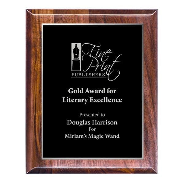Elliptical Edge with black and silver plate Walnut plaque 7–9 inch