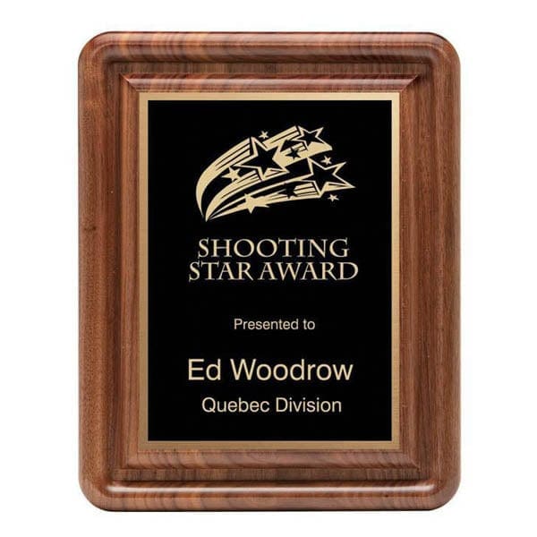 Rounded Edge with black brass plate Walnut plaque 8–9 inch