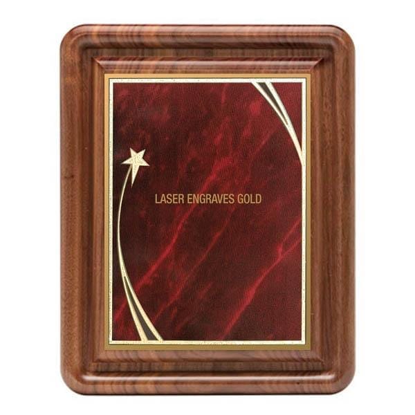Rounded Edge with designer brass plate Walnut plaque 8–9 inch