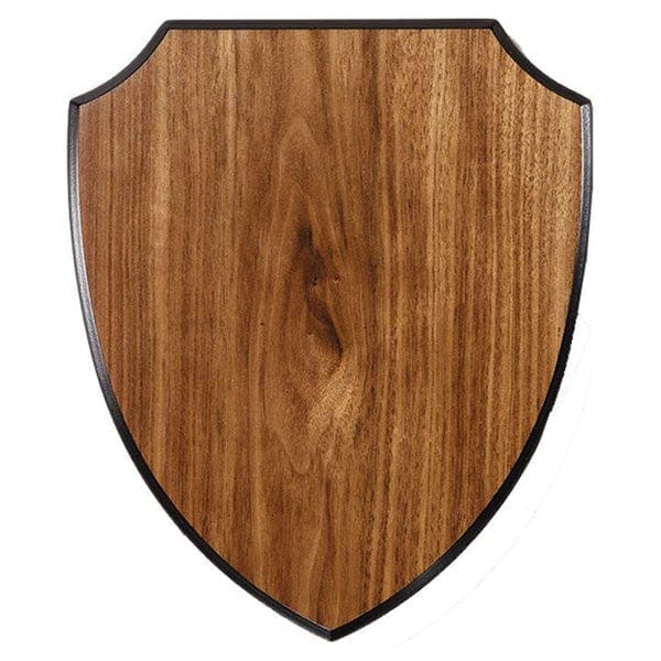 Shield Multiple Sizes & Colours Walnut plaque 6–8 inch