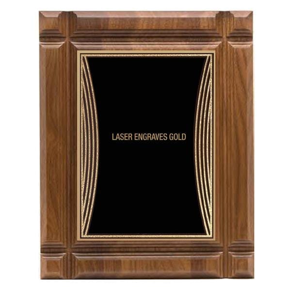 Square Grooved Edge with designer brass plate Walnut plaque 8–9 inch