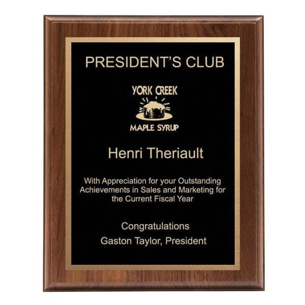 Square with black glossy plate Walnut plaque 7 inch–10 1/2 inch